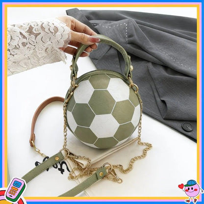 Soccer Theme Ladies Handbag, PU Material, Hand Carry Shoulder Crossbody Three Ways, Daily Outing Versatile Fashion(white)