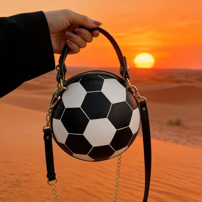 Soccer Theme Ladies Handbag, PU Material, Hand Carry Shoulder Crossbody Three Ways, Daily Outing Versatile Fashion(white)