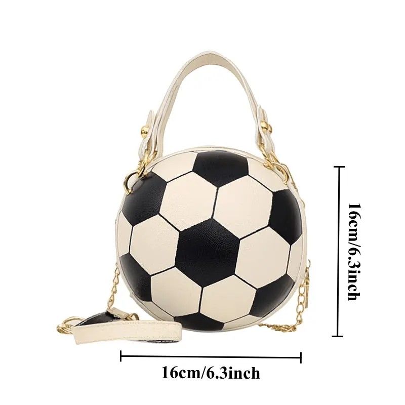 Soccer Theme Ladies Handbag, PU Material, Hand Carry Shoulder Crossbody Three Ways, Daily Outing Versatile Fashion(black)