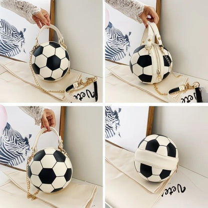 Soccer Theme Ladies Handbag, PU Material, Hand Carry Shoulder Crossbody Three Ways, Daily Outing Versatile Fashion(black)
