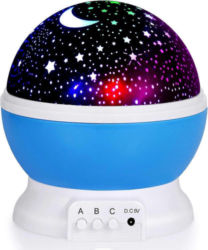 Babies Night Light Moon Star Projector - USB Cable 360 Degree Rotation Romantic Night Lighting LED Night Light for Decoration (Pink)