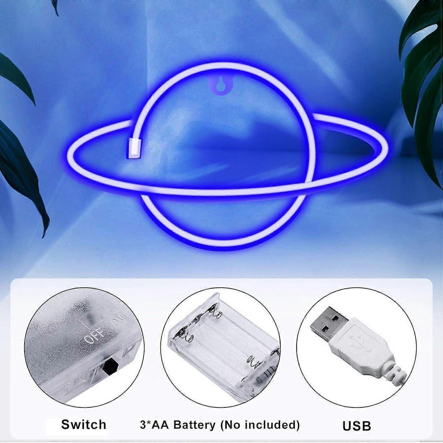Planet Neon Signs LED Night Light Neon Lights USB Charging/Battery Operated Neon Wall Lights Neon Decorative Lights for Home Bedroom Bar/Christmas/Wed