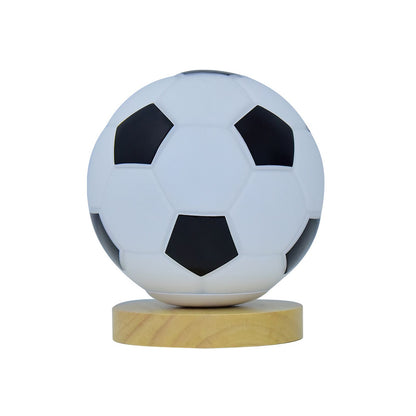 Soccer Remote Control LED Night Light Solid Wood Glass Small Table Lamp Remote Dimming Bedside Bedroom Study Decoration