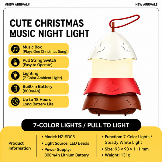 Christmas Music LED Night Light Lantern, Rechargeable with Warm White & 7-Color Changing Lights, Santa Reindeer Christmas Tree Design for Holiday Decor, Kids Bedroom, Party Ambiance Gift – 1 Piece or 3 Pieces Set (Christmas Tree（1PCS）)