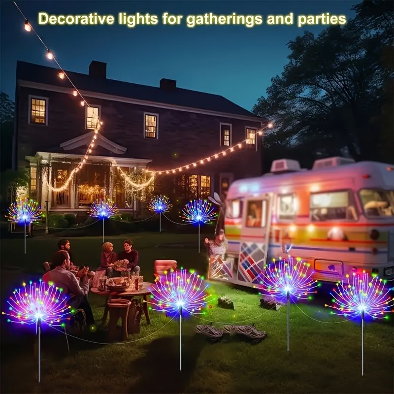 Black Firework-Style LED Lights Outdoor Lighting Garden Lights 6-Pack 480 Lights