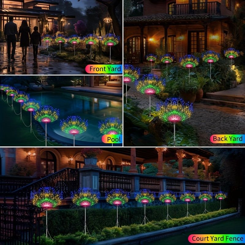 Black Firework-Style LED Lights Outdoor Lighting Garden Lights 6-Pack 480 Lights