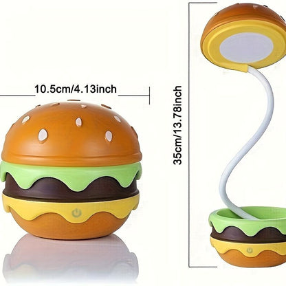 Orange Black Burger Night Light Adjustable Night Light Warm Glow Lamp Fun Home Decor Durable