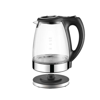 1.7L Electric Glass Kettle LED Blue Light 360 Automatic Cordless Water Boiling Jug