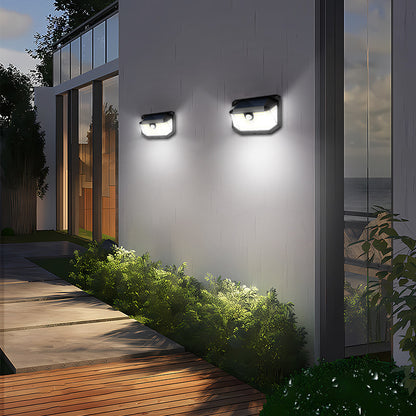 2-Pack Solar Motion Sensor Wall Light(178-Bead LED) -  3 Lighting Modes, IP64 Waterproof, Three-Sided Wide-Angle Lighting for Outdoor Security and Garden Lighting