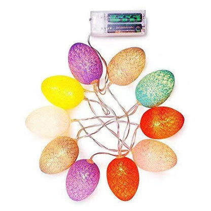 1.5M Easter Cotton Ball Egg String Lights (10 LED)  - Colorful Egg-Shaped Fairy Light Holiday Decor