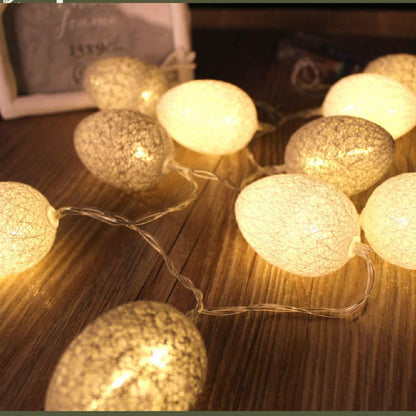 3M Easter Cotton Ball Egg String Lights (20 LED)  - Colorful Egg-Shaped Fairy Light Holiday Decor