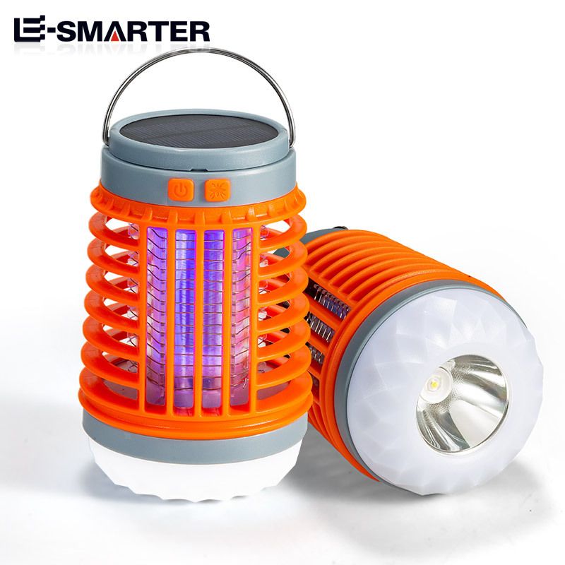 Orange 2-in-1 Cordless Flashlight & Zapper Lantern - Solar / USB Charg ...