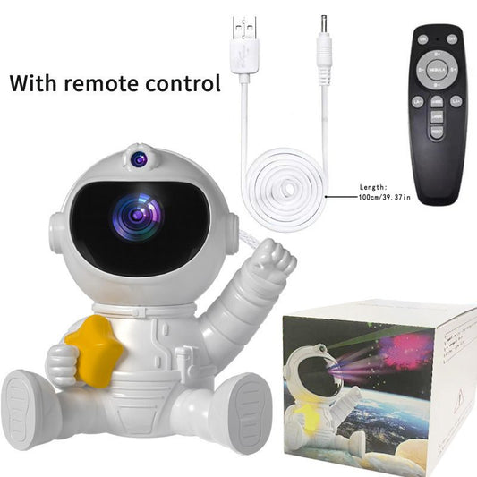 USB Powered Astronaut Nebula Projector & Starry Night Ambient Light with Star Accents - 8 Nebula Effects, 360° Rotating Head & Remote Control