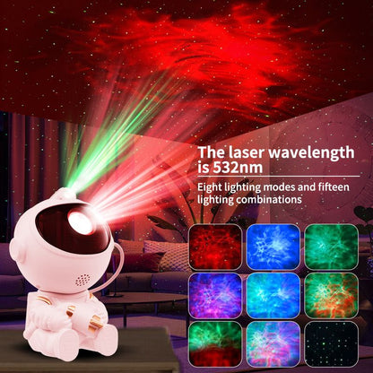 USB Powered Astronaut Nebula Projector & Starry Night Ambient Light with Star Accents - 8 Nebula Effects, 360° Rotating Head & Remote Control
