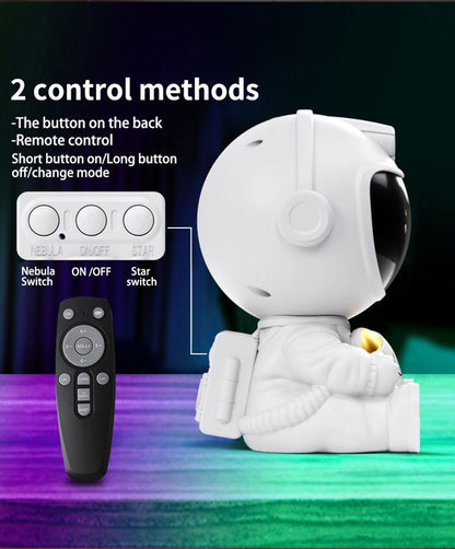USB Powered Astronaut Nebula Projector & Starry Night Ambient Light with Space Shuttle Accents - 8 Nebula Effects, 360° Rotating Head & Remote Control