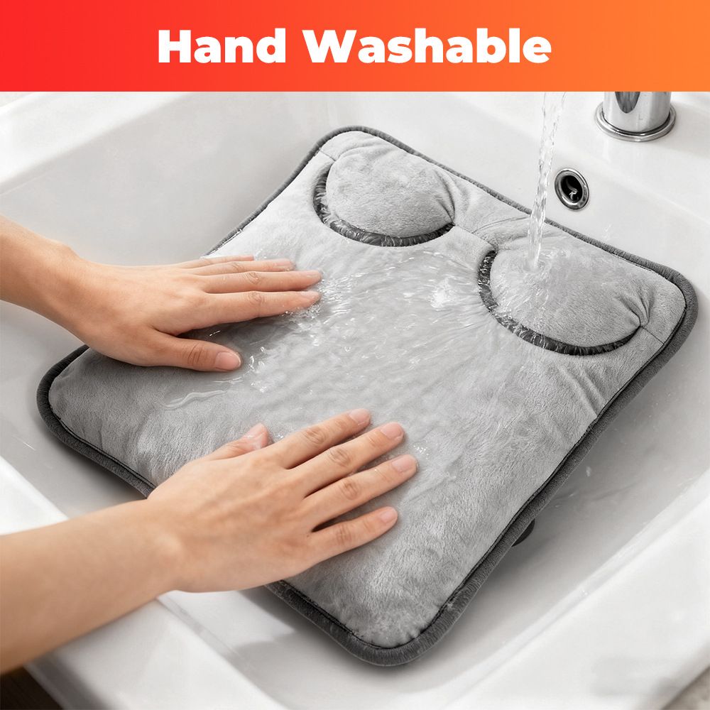 Grey Portable Versatile USB Electric Heated Seat Pad with 4 Temp Levels & 4 Auto-Shutoff Timer - Soft Fleece Washable Heating Mat