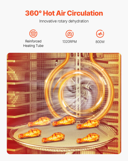 12 Trays Rotary Food Dehydrator Machine Stainless Steel 800W Fruit Drying