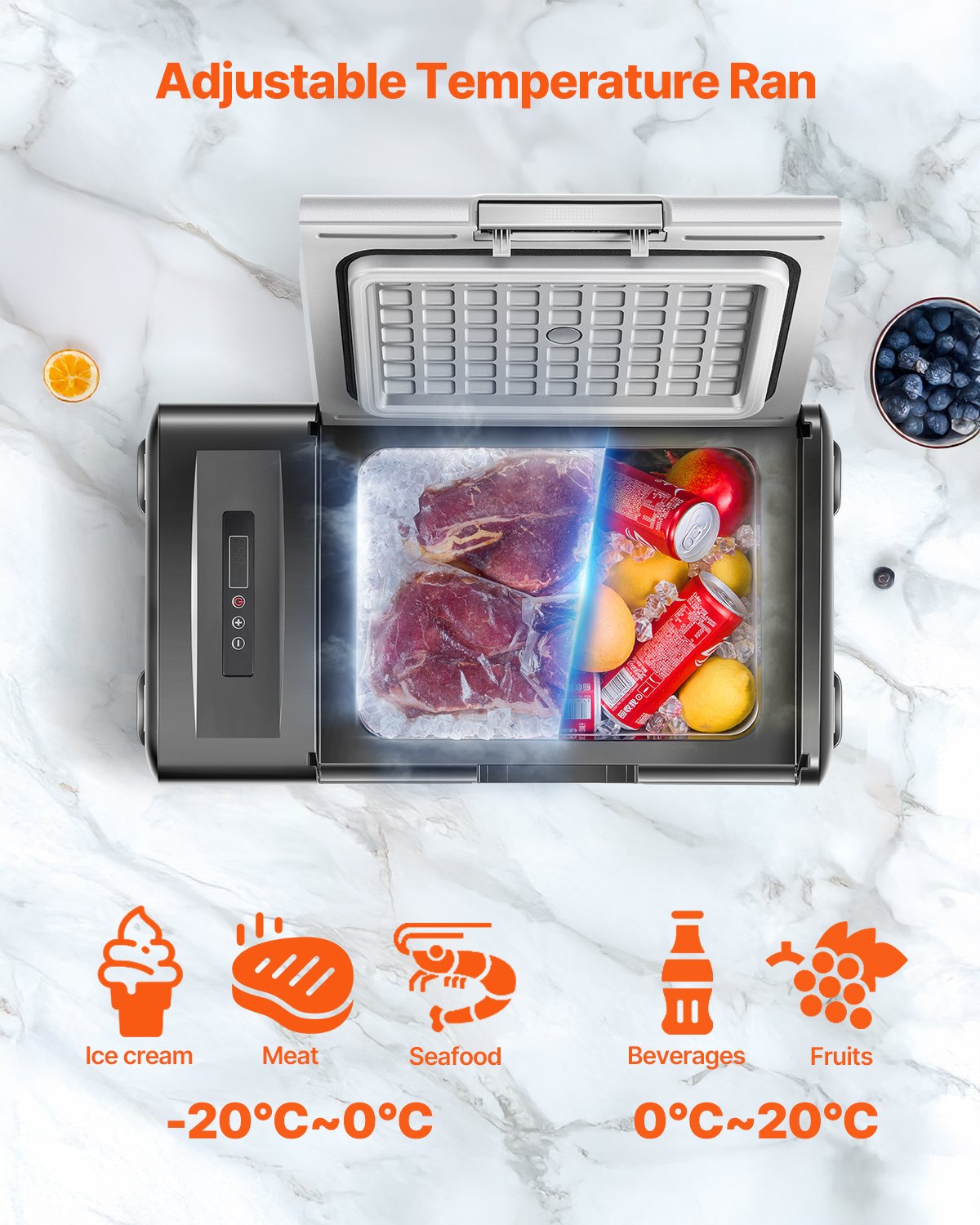 Portable Car Refrigerator Freezer Compressor 20L Single Zone for Car Home
