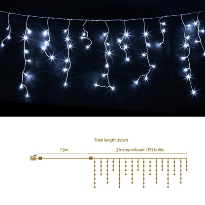 Jingle Jollys 32M Christmas Lights Solar Icicle String Lights 960 LED Cool White