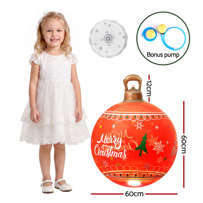 Jingle Jollys Christmas Inflatable Ball 60cm Led Illuminated Xmas Decoration Red