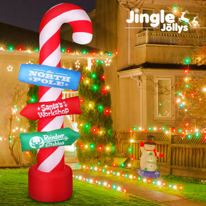 Jingle Jollys Christmas Inflatable Candy Pole 2.4M Illuminated Decorations
