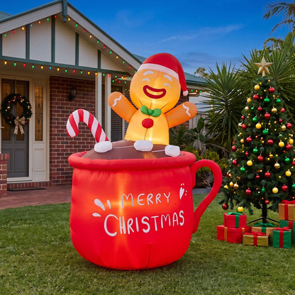 Jingle Jollys Christmas Inflatable Cup 1.8M Height LED Outdoor Decorations Illuminated