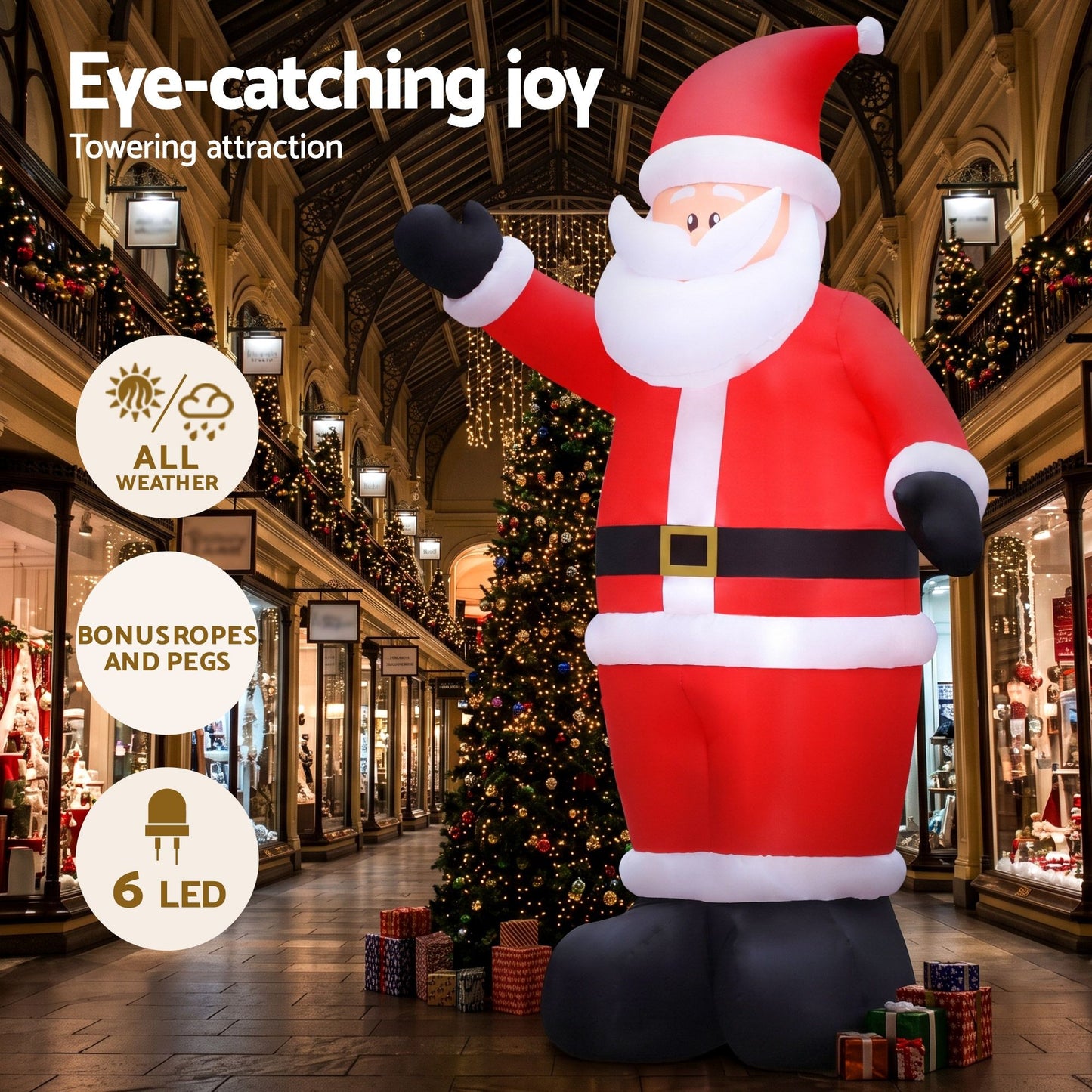 Jingle Jollys Christmas Inflatable Santa 5M Illuminated Decorations