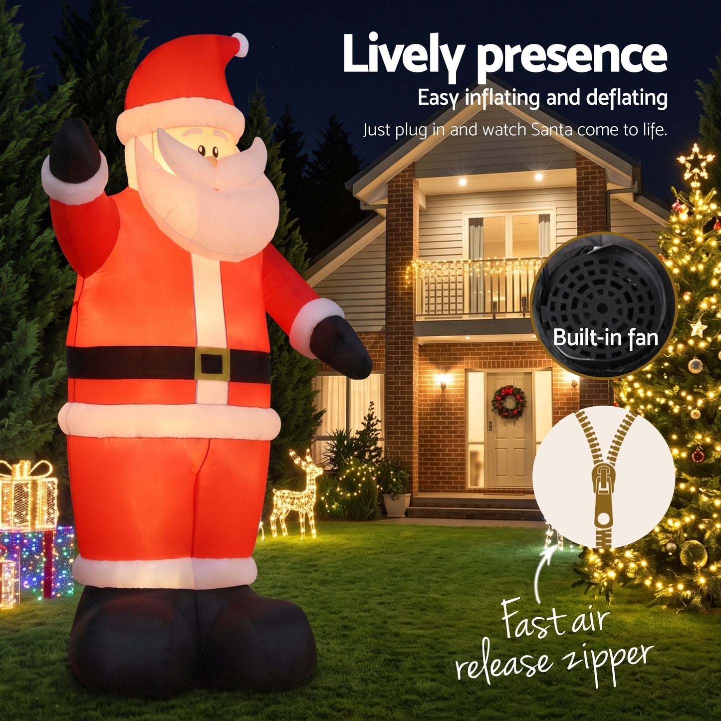 Jingle Jollys Christmas Inflatable Santa 5M Illuminated Decorations