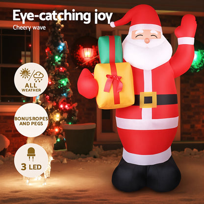 Jingle Jollys Christmas Inflatable Santa 2.4M Illuminated Decorations