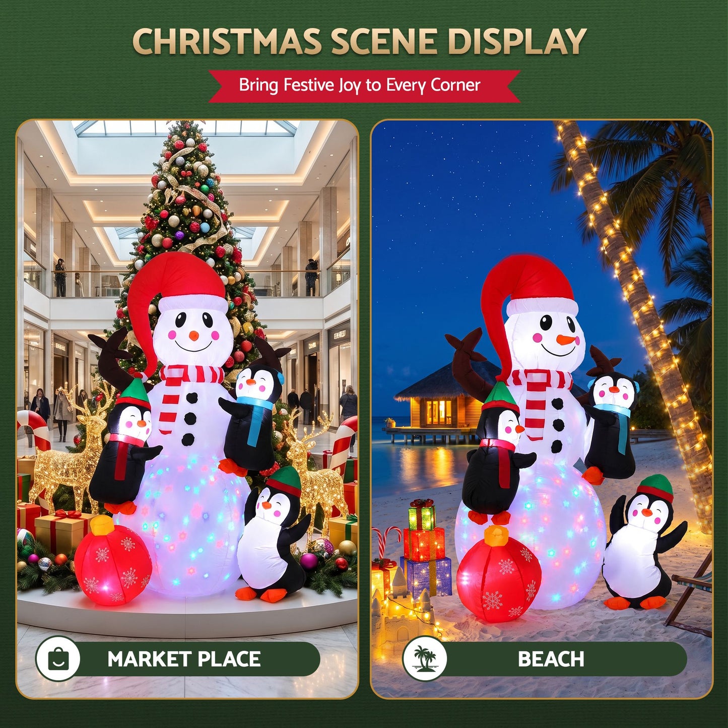 Jingle Jollys Christmas Inflatable Snowman 1.8M Height LED Outdoor Decorations Illuminated
