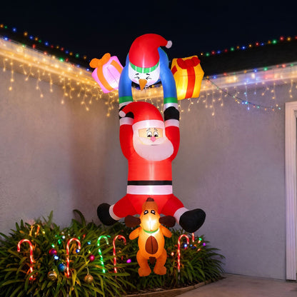 Jingle Jollys Christmas Inflatable Climbing Santa 3.5M Height LED Decorations Illuminated