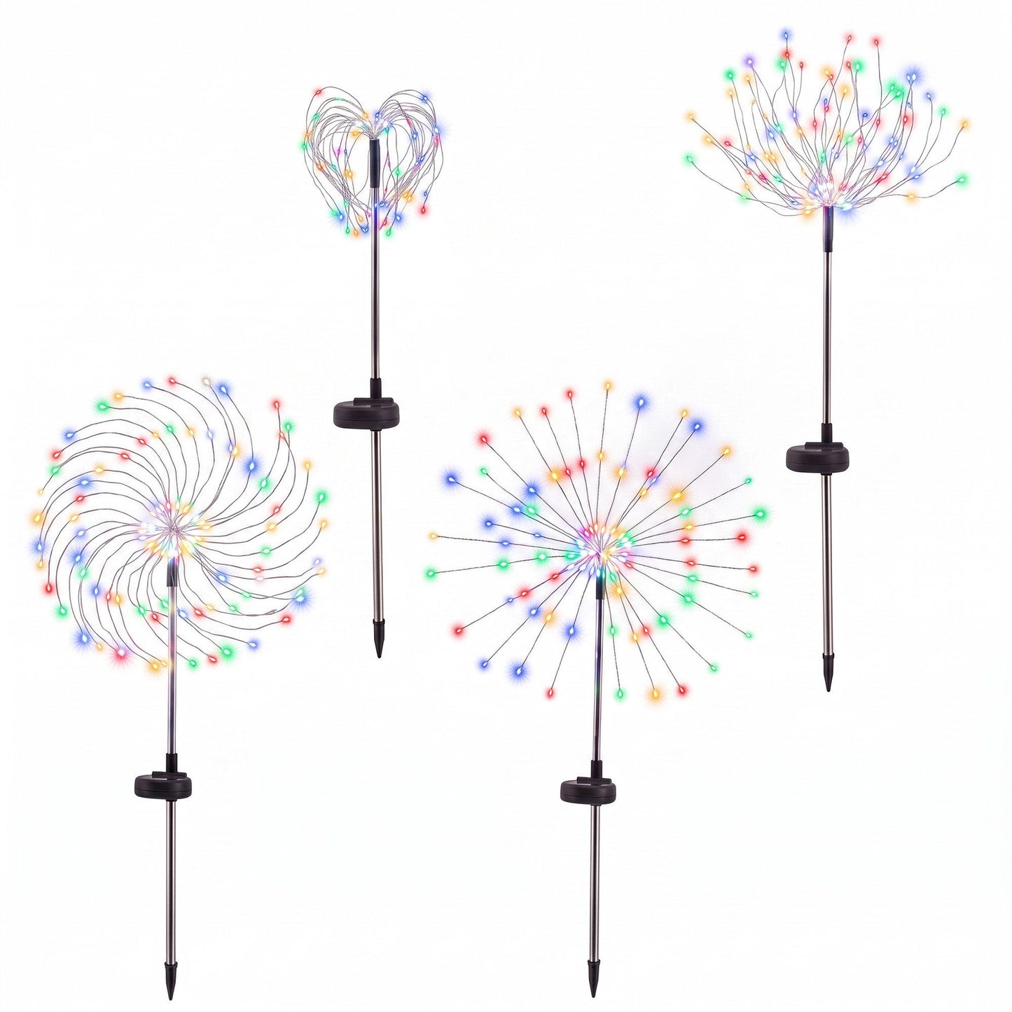 Jingle Jollys 4 Pack Christmas Path Lights Solar Firework Garden Decoration Multicolour