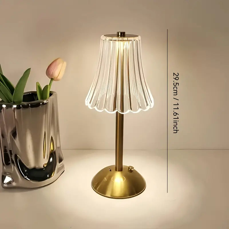 USB CHARGE TABLE LAMP - GOLD / CLEAR