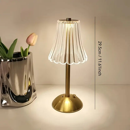 USB CHARGE TABLE LAMP - GOLD / CLEAR