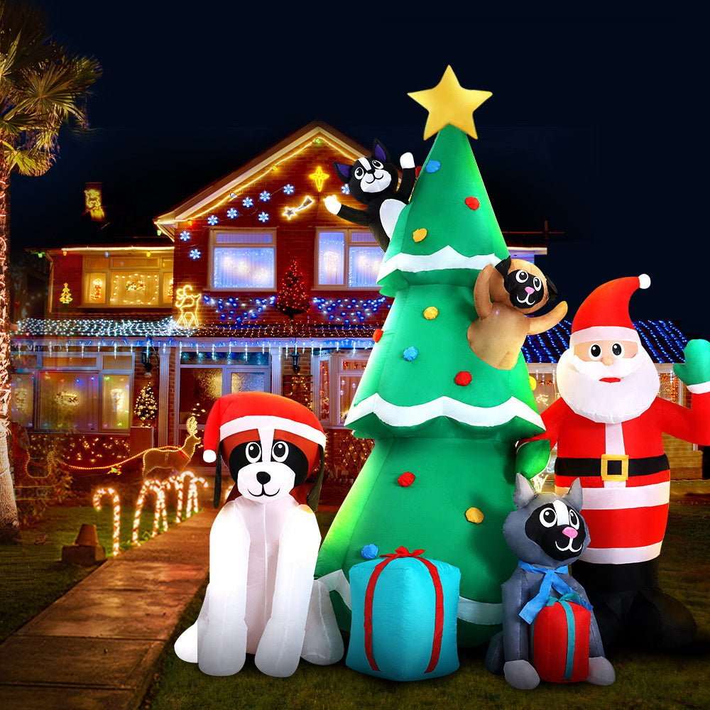 3M Inflatable Christmas Tree Santa Lights Outdoor Decorations Dropli, Occasions > Christmas, jingle-jollys-3m-inflatable-christmas-tree-santa-lights-outdoor-decorations