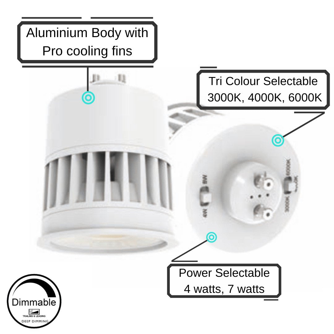 4W / 7W 600lm 60° Dual Power + Tri-Colour Dimmable LED GU10 Globe-GLOBES-COPY
