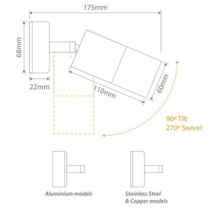 Domus SHADOW-1-ADJ - 6W GU10 Exterior Adjustable LED Spotlight IP65-OUTDOOR-Domus